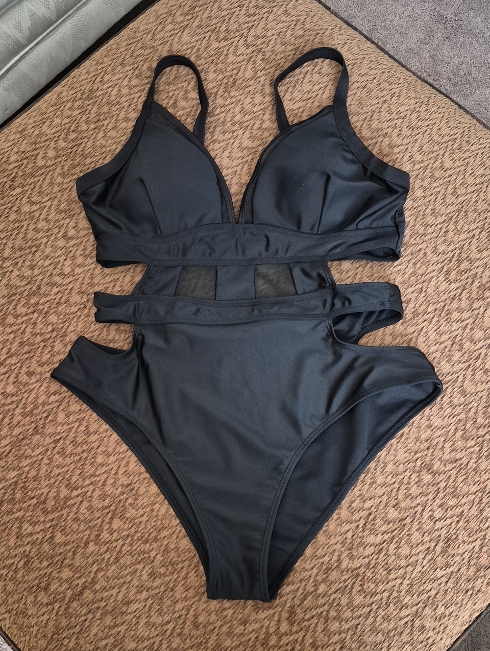 Black Strappy One-Piece Swimsuit